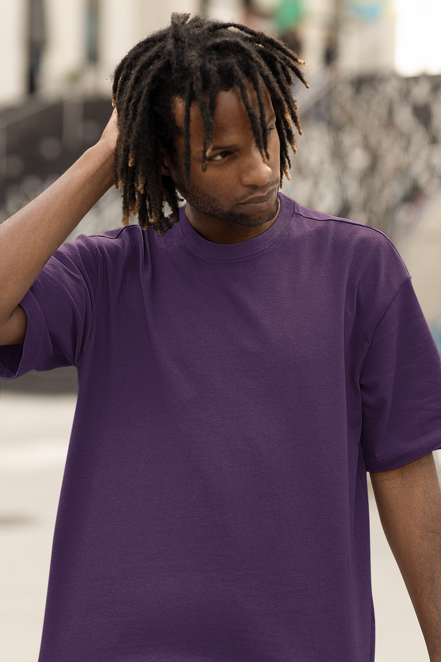 Purple - Unisex Premium Plain 100% Cotton Oversized Fit T-Shirt