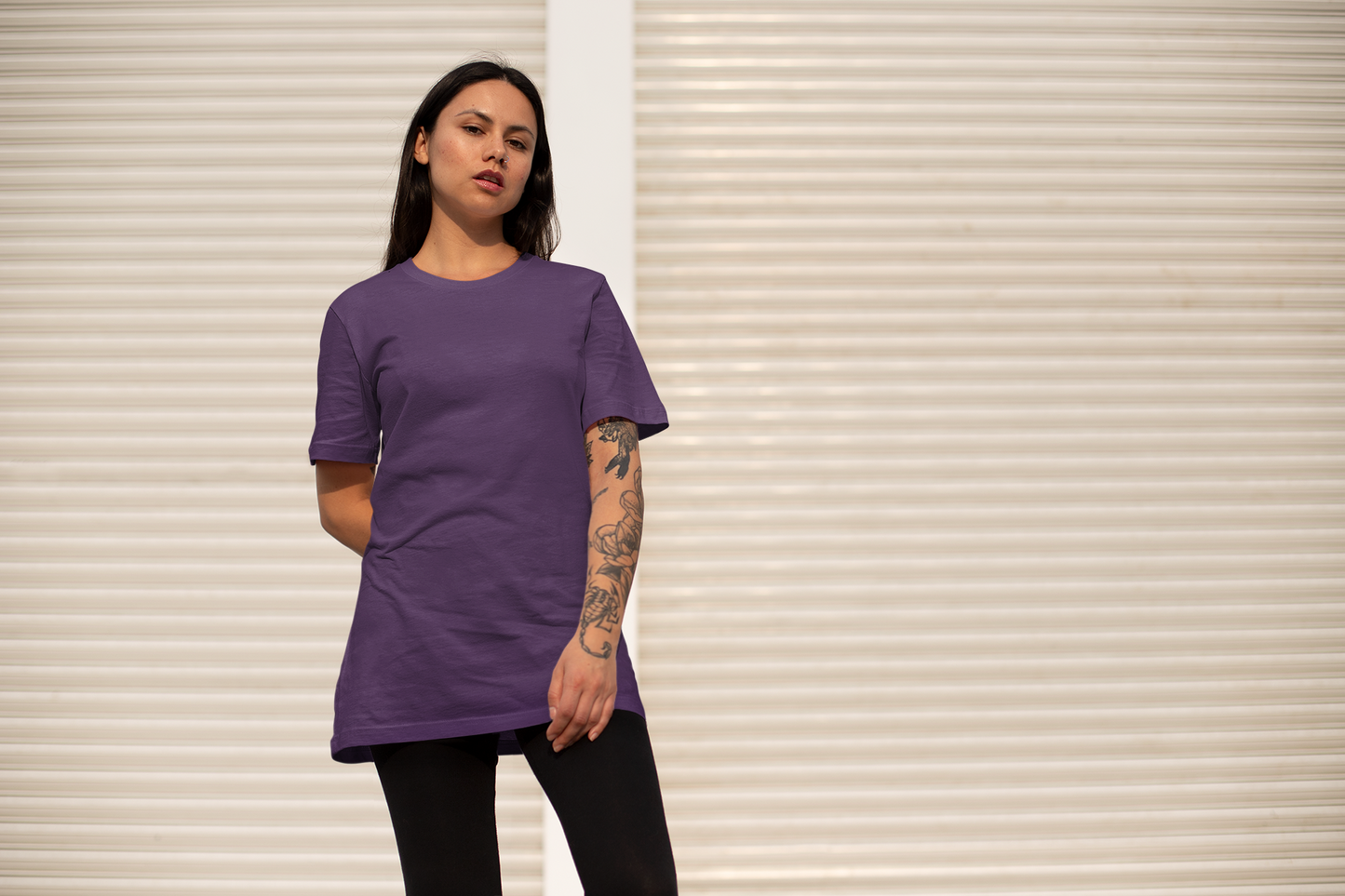 Purple - Unisex Premium Plain 100% Cotton Oversized Fit T-Shirt