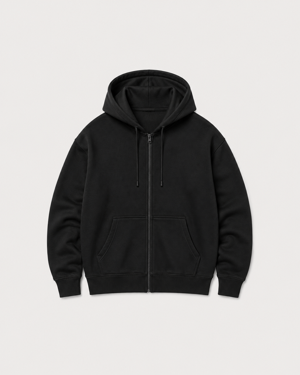Black hoodie on a light gray background