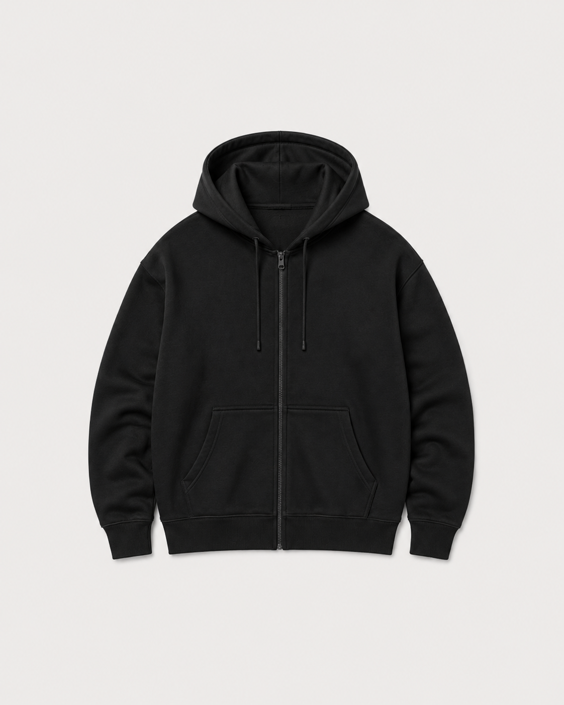 Black hoodie on a light gray background