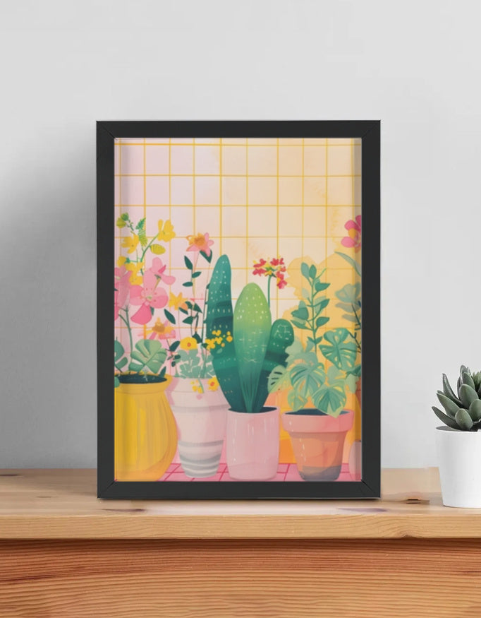Modern abstract framed wall art in a 12×16 inch portrait format